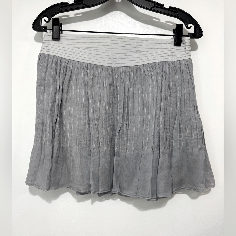 Catherine Malandrino Double Layer Silk Mini Skirt Grey Size 2